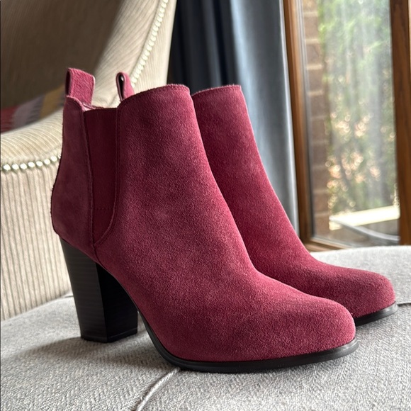 Michael Kors Women's Burgundy Suede Ankle Boots - Picture 3 of 6
